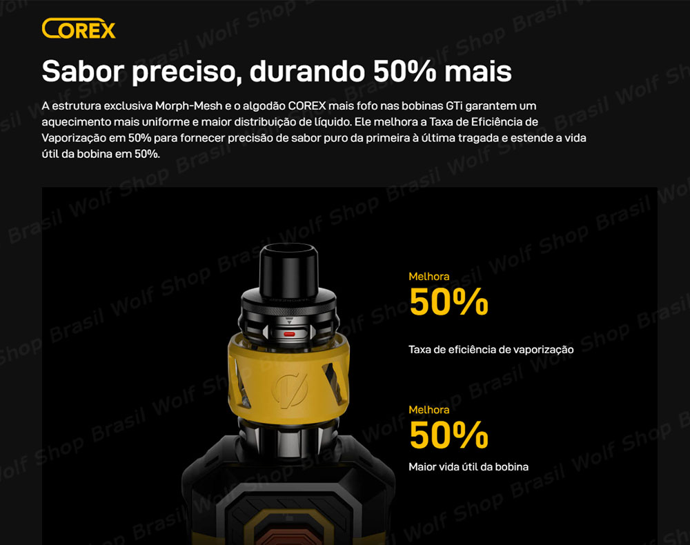 tecnologia de coil Corex Vape Vaporesso ARMOUR MAX na Wolf Shop