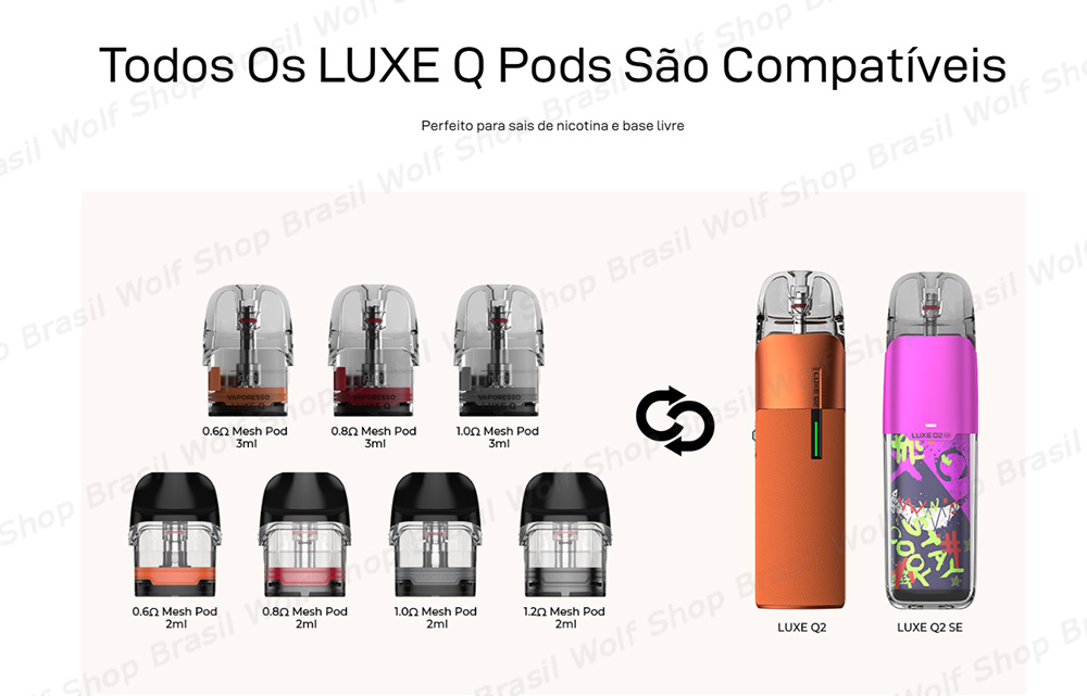 Compátivel Pod System Vaporesso XROS Luxe Q2 SE na Wolf Shop