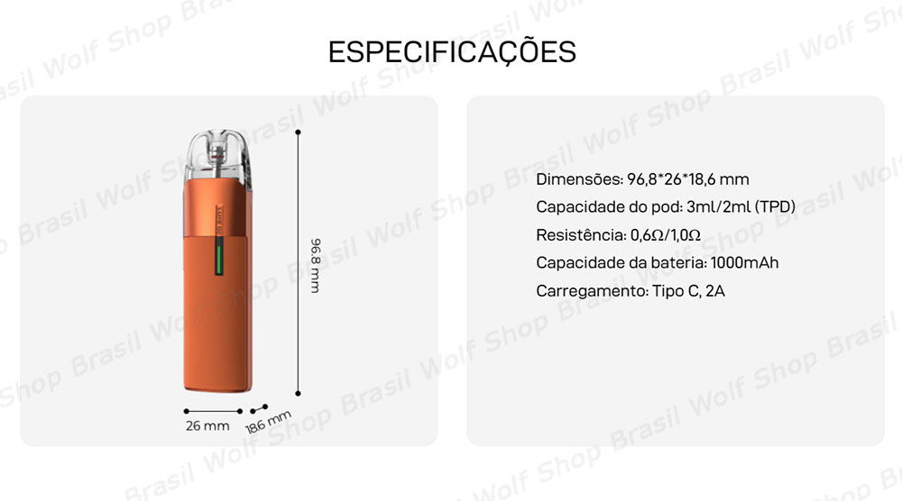 Especificações Pod System Vaporesso XROS Luxe Q2 na Wolf Shop