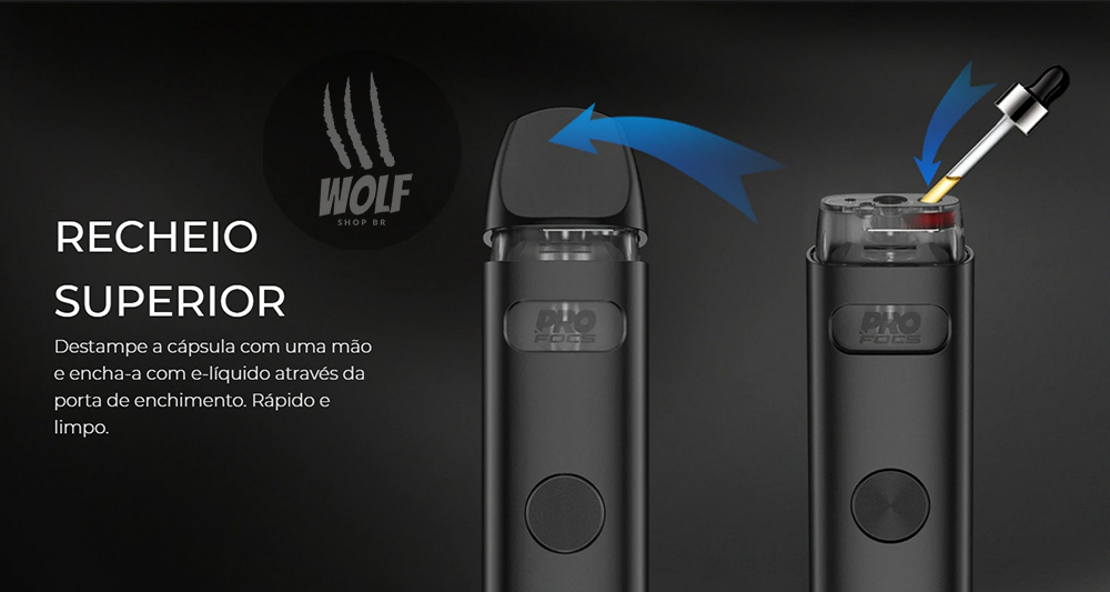 Carregamento de E-Líquido do Podsystem UWELL Caliburn A2 na Wolf