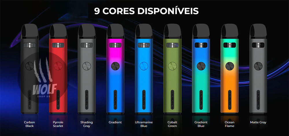 Cores do Podsystem UWELL Caliburn G2 na Wolf